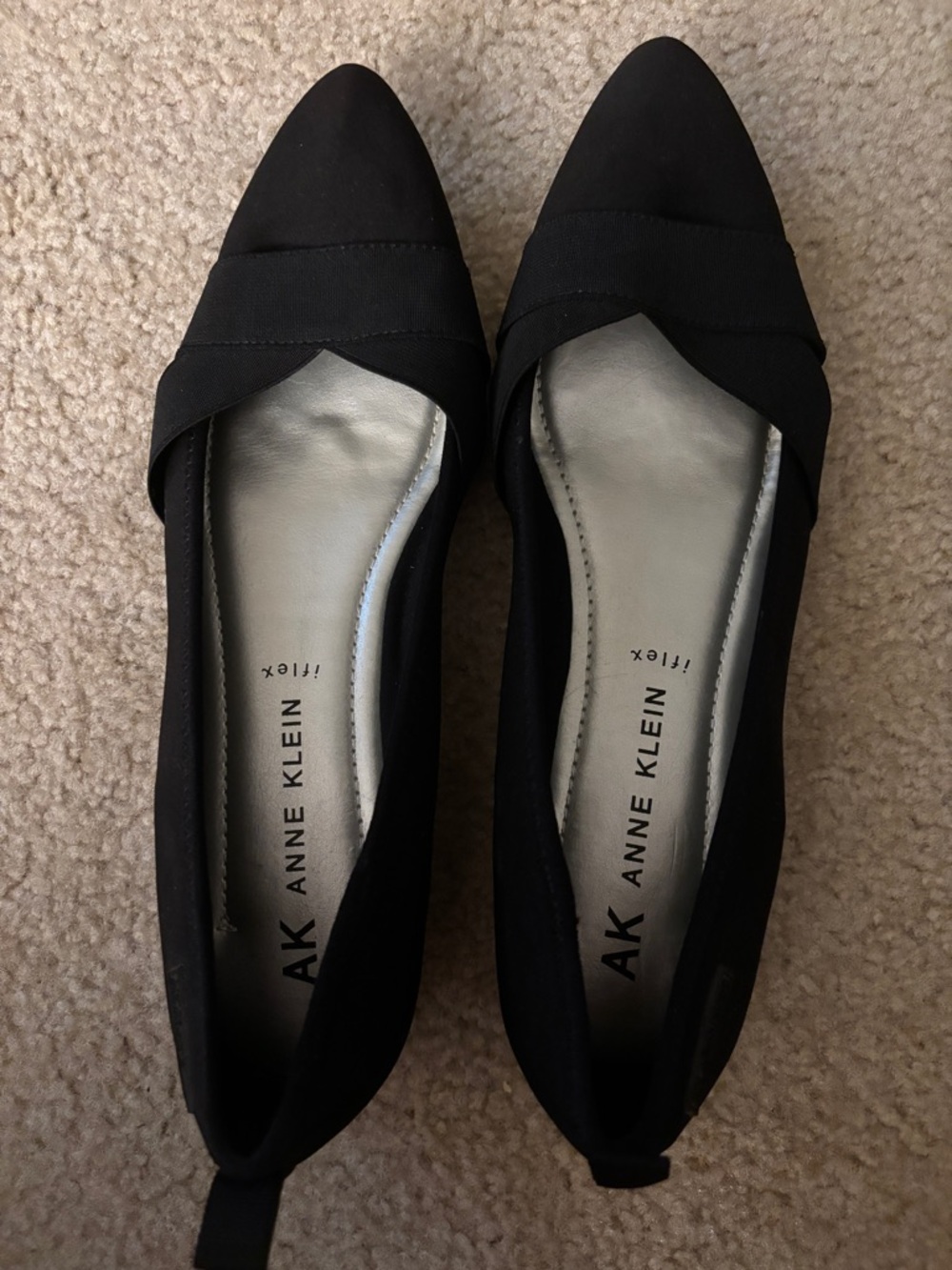 Anne Klein Black Pointed Toe Slip-On Flats